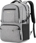Insulated Lunch Backpack Fit 17" Laptop, Work Backpack with Lunch Box & USB Charging Port for Men & Women, Water Resistant College Computer Bag for Travel, Business, Hiking (Gray)