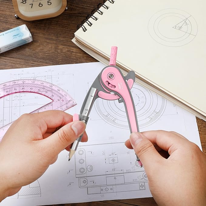 Mr. Pen- Geometry Compass and Protractor Set, 6 Inch Compass, 6 Inch Protractor, Drawing Tool for School, Clear Plastic, Easy Grip, Precision Design for Math, Art, Drafting, Architecture