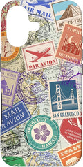 World Map Travel Passport Stamps Postage Stamp Case for iPhone 17