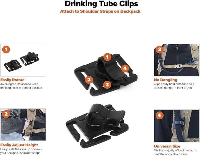 Insulated Cooler Bag & Free Clips to Hold Drinking Tube | Fits 2L & 3L Hydration Water Bladders | Keeps Water Cold for Many Hours | Lightweight & Water Resistant | Bladder is NOT Included