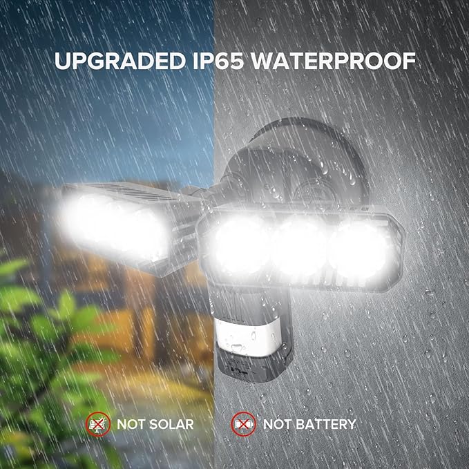 SANSI 38W 5000LM Motion Sensor Outdoor Lights, Flood Light Outdoor Detector with 4 Mode Adjustable, 500W Equiv 5000K Dusk to Dawn, IP65 Waterproof, Motion Sensor Lights for Garage, Yard, Porch (Black)