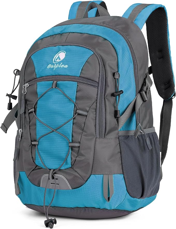 25L Small Hiking Backpack with Chest Strap for Men Women, Waterproof Travel Backpack Day Pack, Lightweight Padded Hiking Daypacks for Camping Traveling Outdoor Sports, Lake Blue
