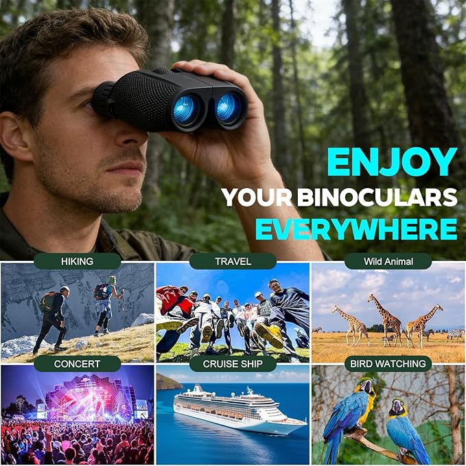 Realis 10x25 Compact Binoculars for Kids and Adults, Large View Small Binoculars for Bird Watching, Waterproof with Low Light Vision BAK4 Prism FMC Lens for Cruise Ship Travel Hunting