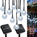 Outdoor Solar String Lights, 2x46FT 66LED 8Modes Crystal Solar Powered Christmas Fairy String Lights Waterproof for Outside Yard Fence Easter Holiday Party Garden Decor 2Pack(Pure White)