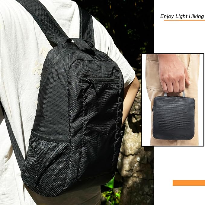 VPBAGE 15L Water-resistant Hiking Daypack, Small Backpack Travel Outdoor, Lightweight Day Pack with Tool Loops