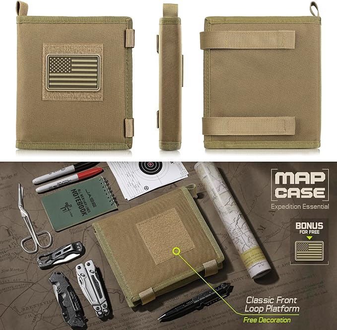 LIVANS Tactical Pouch Military Map Case Holder Army Foldable Map Storage Pouch Multifunctional for Outdoors or Hiking - 13"x10" Clear Viewing Area,1000D Oxford + Waterproof TPU