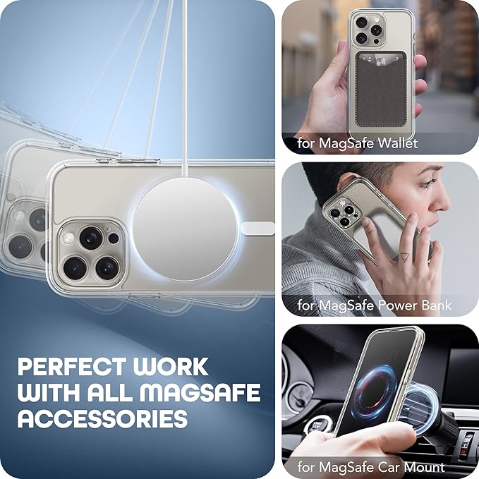 TIESZEN for iPhone 15 Pro Case, Compatible with MagSafe, Built-in Privacy Screen Protector and Camera Protection, Anti Spy Full Body Dustproof Shockproof Hard Phone Case 6.1", Transparent
