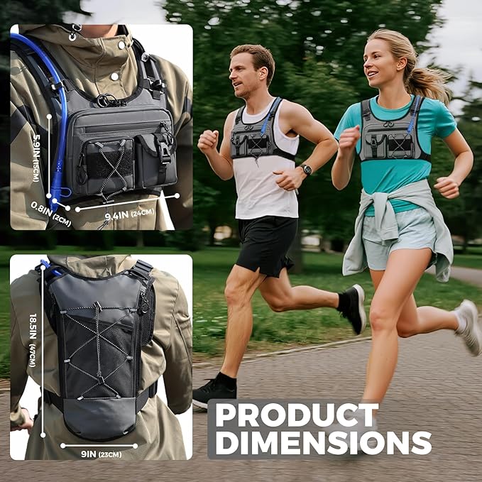 Criuage USA Original Patent Running Hydration Vest Backpack, Lightweight Chest Pack with 2.0L Water Bladder Bag Daypack for Hiking Running Cycling Race Marathon for Women Men