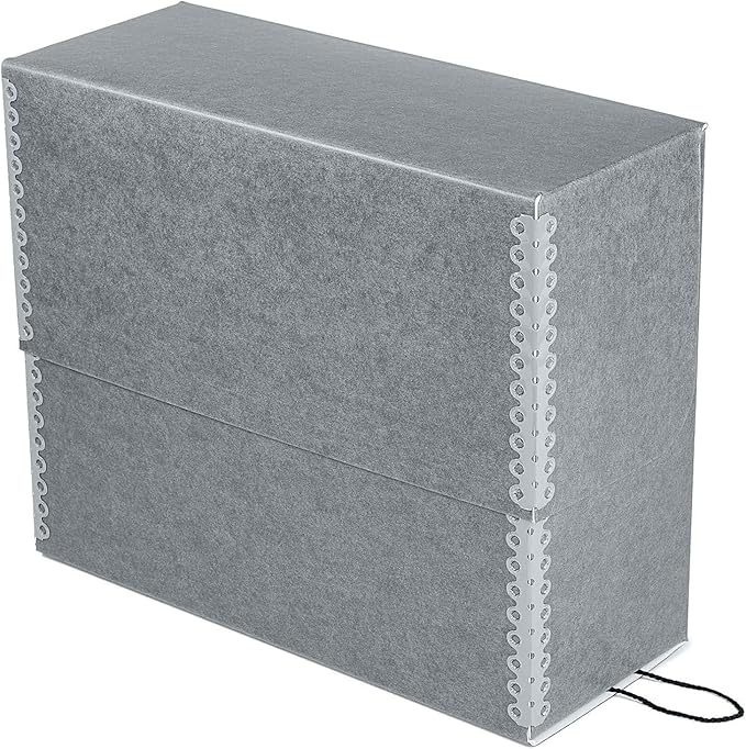 Lineco Archival Document Storage Box with Metal Edge, Acid-Free Gray Boxboard, Organize and Store Files, Prints, Photos, Jumbo-Sized Case 15.5" x 12.5" x 5" Wide, Pack of 2