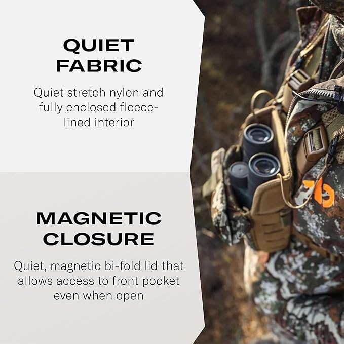 FHF Gear FOB Bino Pouch – Magnetic Binocular Case with MOLLE, Fleece Lining & Wind Indicator Storage for Hunting & Field Use