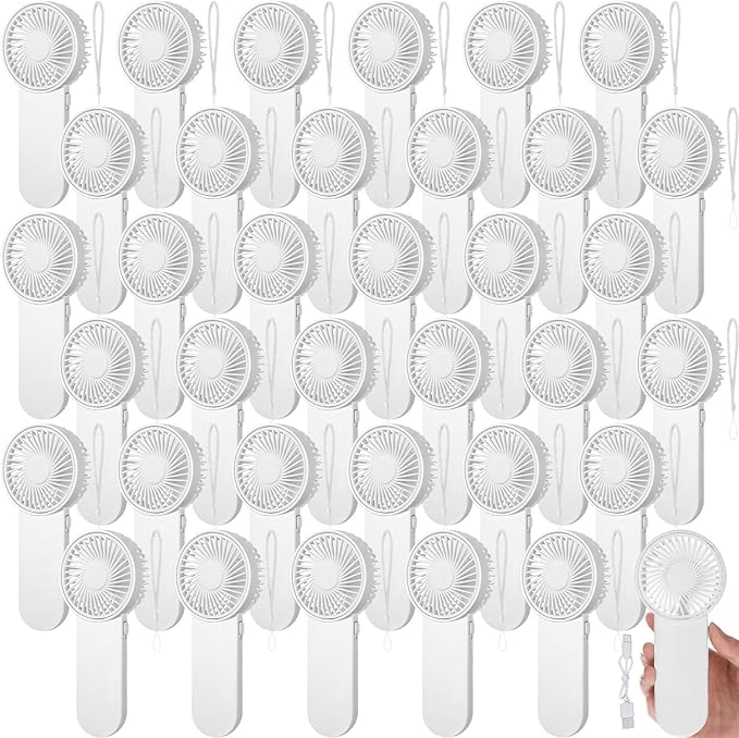 Sumind 36 Pcs Small Personal Portable Fan Mini Handheld Bulk 1 Speed Electric Cute Battery Powered for Neck Lash Makeup Women Men Travel Camping Indoor Outdoor Summer (White)