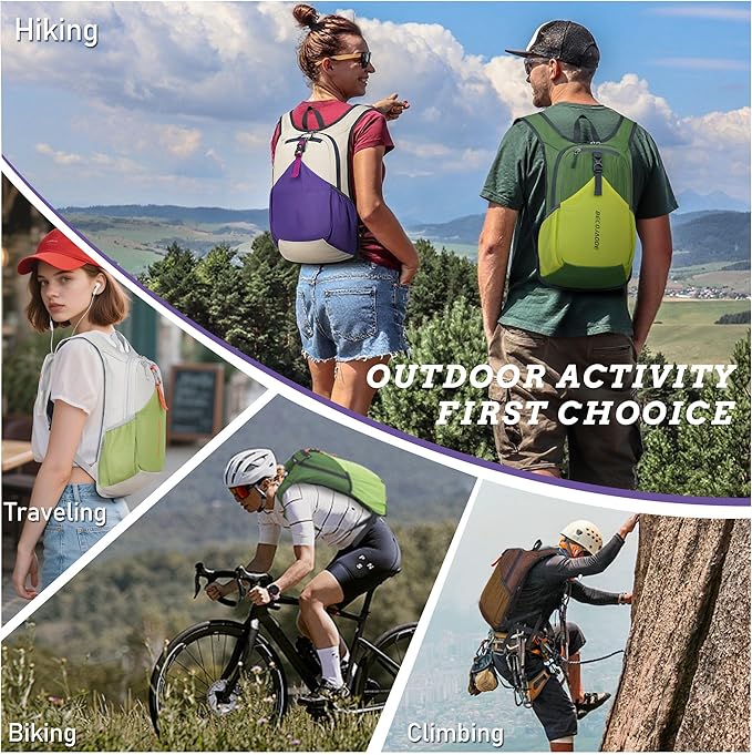 BECOJADDE 20L Small Hiking Backpack for Men Women Foldable Packable Back Pack Ultralight Hiking Daypack for Travel Camping Outdoor, Chocolate Brown
