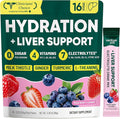 Venture Pal Hydration Packets + Liver Support- Liquid Daily IV Electrolyte Powder Packets with 7 Electrolytes & 5 Vitamins, Milk Thistle + L-Theanine | Sugar-Free | Keto Friendly | Vegan, 16 Sticks