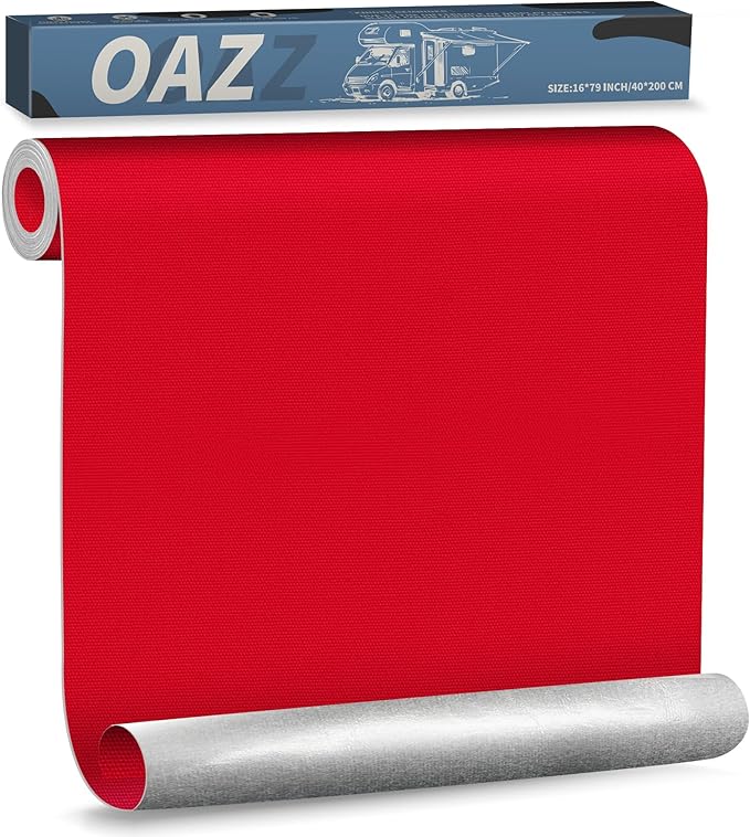 OAZ 16 x 79 inch Canvas Repair Patches Canvas Fabric Patch Self-Adhesive Fabric Repair Tape Waterproof Outdoor Gear Patch Kit for Boat Cover Awning Sofa Chair Couch Tent Bag (Red)