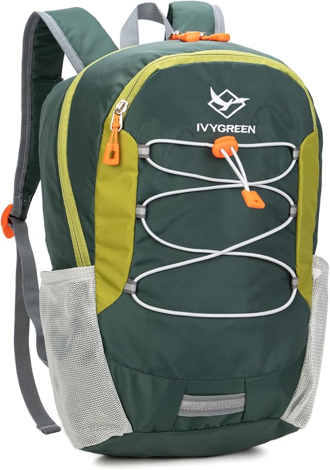 IVYGREEN Little Kids Hiking Backpack for Boys or Girls, Small Daypack for Camping or Travel (Green, Small)