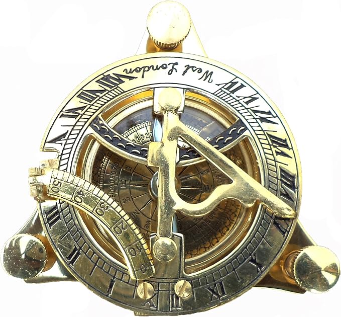 Vintage Shiny Brass Pirate's Booty Compass – Nautical Maritime Sundial Navigation Tool for Travelers, Hikers, Adventure Gear & Collectible Decor