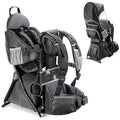 besrey Baby Backpack Carrier, Toddler Hiking Backpack with Safety 3-Height Seat, Adjustable Straps&Waist Belt, Foldable Frame Lightweight Large Capacity Child Carrier for Hiking (Shiny Black)