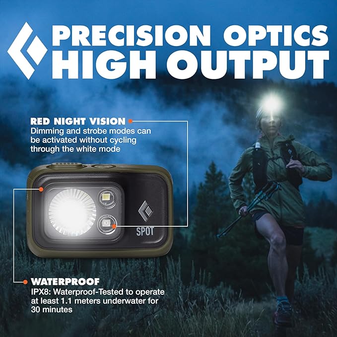 BLACK DIAMOND Spot 400 Headlamp | 400 Lumens Brightness, Dimmable | Waterproof & Durable | 3X AAA Battery Operated (Included) | Dark Olive