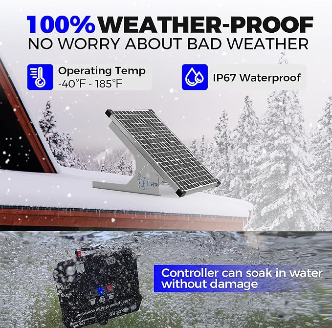 Voltset 30W Solar Panel Kit, 12v Solar Battery Trickle Charger Maintainer + 10A MPPT Charge Controller + Adjustable Mount Bracket,Waterproof Solar Panel Battery Charger for Car Boat Marine RV Roof