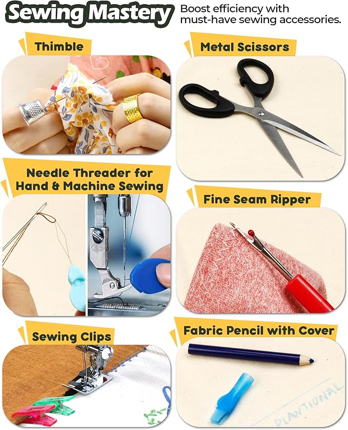 PLANTIONAL Heavy Duty Sewing Kit: 120pcs Needle and Thread Kit 20 Color with Large-Eye Sewing Needles, Awl, Clip, Sewing Supplies, Sewing Kit for Adults, Beginner, Upholstery Repair, Emergency, Travel