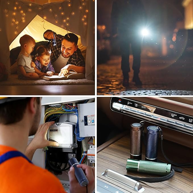 FASTPRO 12-Pack Flashlights Set, Aluminum LED Flashlights with AAA Batteries Included & Pre-Installed, Super Bright 100 Lumen Flashlight for Party Favors, Holiday Gifts, Camping, Hurricane Supplies