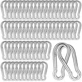 200PCS 2.36'' Spring Snap Hook, M6 1/4Inch Galvanized Silver Steel Carabiner Clip, Small Carabiner Clip 260LBS Holding Capacity Quick Link Keychain for Hammock Dog Leash & Camping Gym