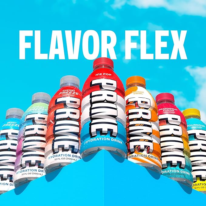 PRIME Hydration Cherry Freeze & Future Freeze Sports Drinks with Coconut Water, Electrolyte Enhanced to Replenish Fluids, Zero Added Sugar, B Vitamins, Antioxidants, Natural Flavors, 12 Fl Oz 24 Pack