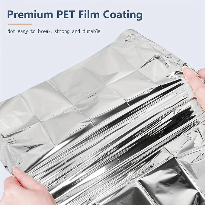 MEETSWEET Emergency Rescue Blanket Outdoor Survival Blanket Waterproof, Windproof, Warm, Sunscreen Lightweight and Portable Suitable for First Aid Bags and Outdoor Camping, Silver, 8pcs