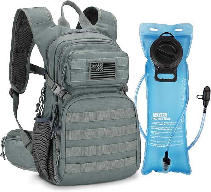 CVLIFE Hydration Backpack with 3L TPU Tactical Water Bladder, 22L Hiking Backpack for Men Women, Heavy Duty Molle Water Backpack with Multiple Compartments for Cycling Running Hunting Camping