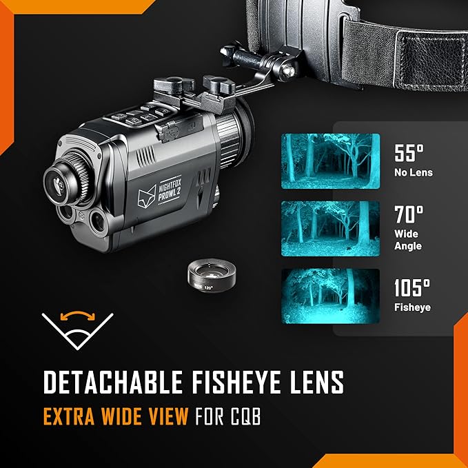 Nightfox Prowl 2 Night Vision Goggles, Infrared Night Vision Monocular, Wide Angle Lenses, Up to 105° FOV, Covert 940nm IR, 32GB SD Card, IP65 Waterproof, Head & Helmet Mounted Digital NVG for Airsoft