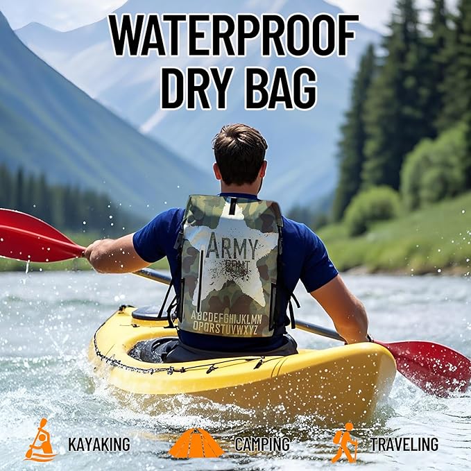 Waterproof Dry Bag Heavy Duty Marine Dry Bags for Kayaking Hiking Camouflage Green Backpack Roll-Top Closure Bag - Backpack Waterproof Phone Case 35L/55L/85L