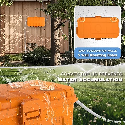 Flemoon [2 Pack] Outdoor Electrical Box Waterproof, Medium Weatherproof Electrical Box (11.5x5.2x4 inch) w/6 Cable Entry Ports, Extension Cord Cover for Power Strip, Timer, Holiday Light, Orange