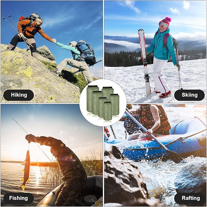 Shappy 6 Pcs Waterproof Dry Bag Set Ultralight Stuff Sack 20/15/10/8/5/3L Backpacking Bag with Long Adjustable Strap Outdoor Keep Gear Dry Sack for Camping Kayaking Boating Hiking Travel