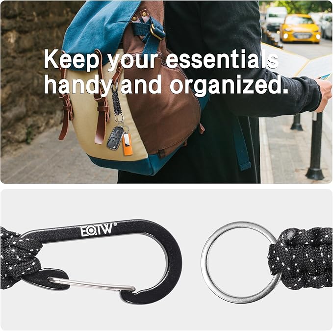 EOTW Paracord Keychain for Men Women Paracord Carabiner Backpack Keychain with Aluminum Clip for Camping Hiking Outdoor Gear