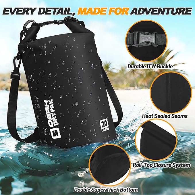 Waterproof Dry Bag, 5L/10L/20L/30L/40L Roll Top Lightweight Storage Backpack with Phone Case for Women & Men, Floating Waterproof Sack for Travel, Swimming, Kayaking, Paddle Board, Camping & Beach