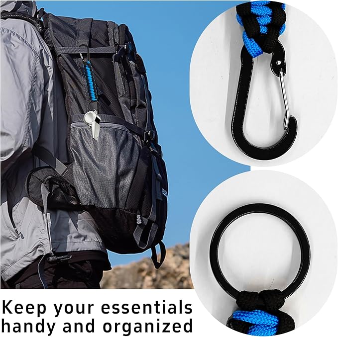 3PCS Paracord Keychain with Carabiner Clip, Braided Rope Key Chain Lanyard, Heavy Duty Paracord Keychain Ring for Men Women Outdoor Camping Hiking Backpack Survival Gear, Colorful