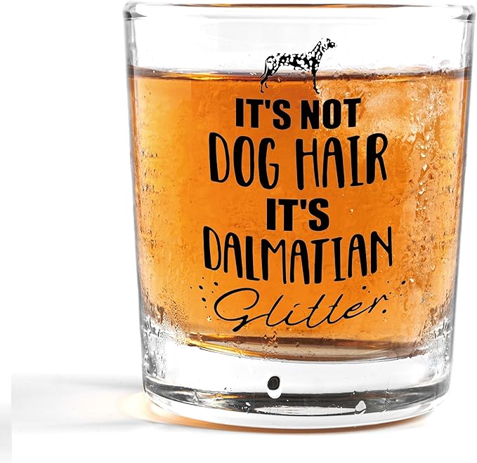 Nogrit Dalmatian Gifts, Whiskey Glasses 10 oz, Dog Lovers Gifts, Funny It's Not Dog Hair It's Dalmatian Glitter Old Fashioned Rocks Glasses for Drinking Cocktail Scotch Vodka Tequila Rum