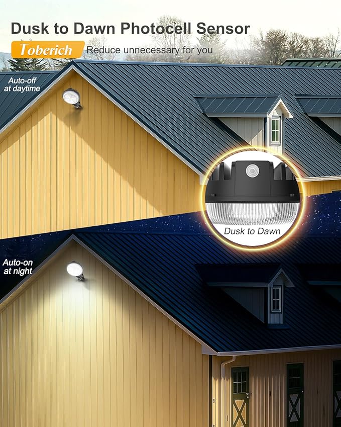 toberich LED Barn Light 4 Packs, 150W 20000LM Yard Area Lights Dusk to Dawn Outdoor Lighting with Upgraded Photocell 6500K Adjustable Angle Daylight IP66 Waterproof Street Lights for Farmhouse/Garage