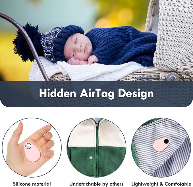 for Airtag Holder for Kids Baby Toddler Hidden 2 Pack GPS Tracker Case, Anti-Removal for Airtag Silicone Case with Safety Pins, Suitable for Children, Elderly, Pets, Backpack, Luggage (Pink+Pink)