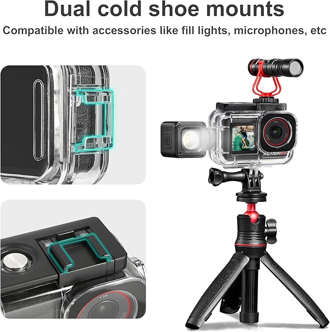 FitStill 196FT/60M Waterproof Case Compatible for DJI Osmo Action 5 Pro Action 4 Action 3,Underwater Diving Protective Cover Cage Shell Accessories Invisible Dive Housing for Action 5 Pro/4/3 Camera