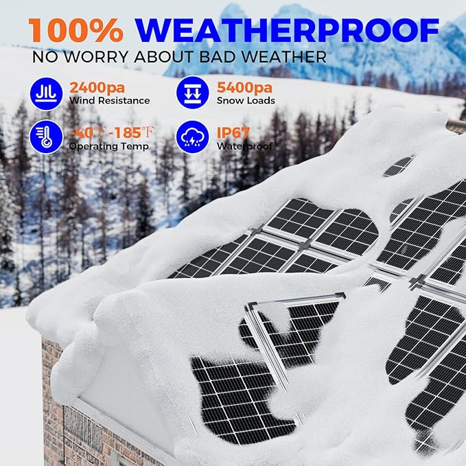 Voltset 100W 12V Solar Panel, High Efficiency 9BB Cell Monocrystalline Solar Panels IP67 Waterproof, Suitable for RV, Marine, Rooftop, Home, Yacht, Off-Grid Applications (100W Single Panel)