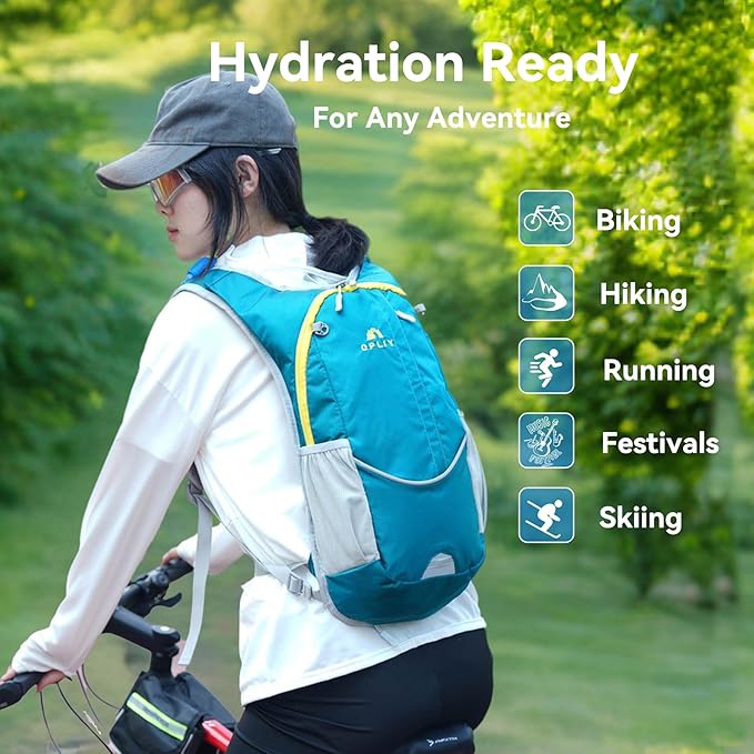Hydration Backpack with 2L Water Bladder – Lightweight & Durable for Running, Hiking, Biking – Adjustable Fit for Men, Women, Youth