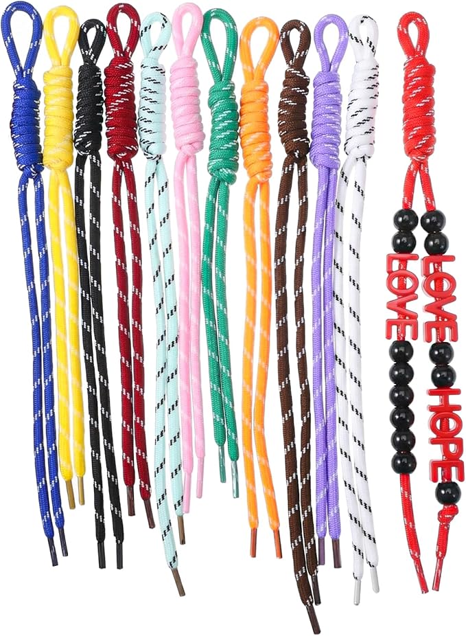 12Pcs Paracord Keychain Paracord Charm Bag Keychain Accessories Colorful Braided Code Charms Rope Bag Charms for Handbag Accessories Purse Hanging Ornament Water Bottle Backpacks