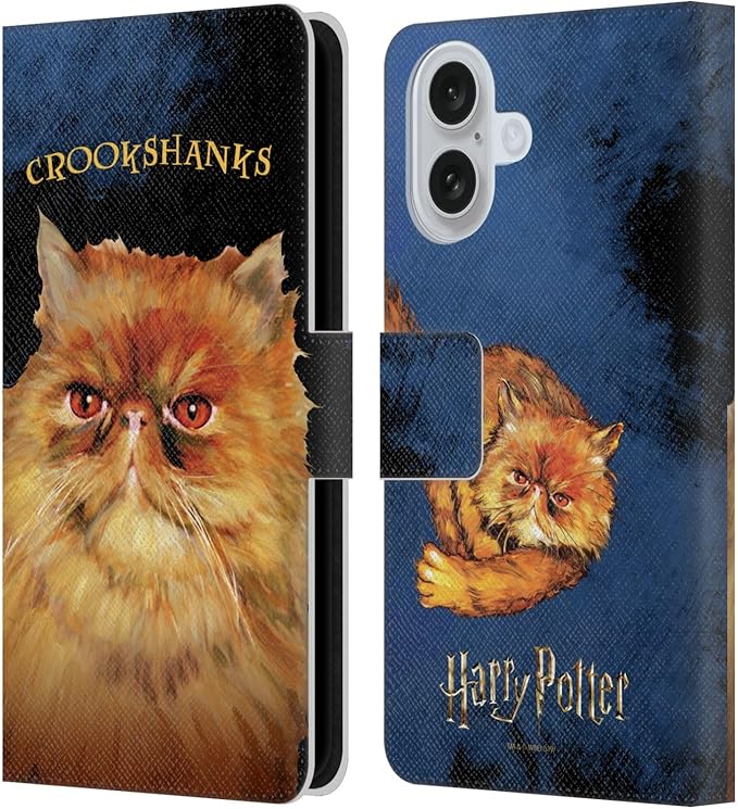 Head Case Designs Officially Licensed Harry Potter Crookshanks Prisoner of Azkaban II Leather Wallet Case Compatible with Apple iPhone 16