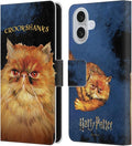 Head Case Designs Officially Licensed Harry Potter Crookshanks Prisoner of Azkaban II Leather Wallet Case Compatible with Apple iPhone 16