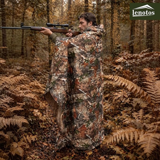 Lenotos Woobie Blanket, Thermal Insulated Military Poncho Liner, Water-Resistant, Portable, Insulation, for Hiking, Survival with Compression Carry Bag (Tree Camo Bionic)