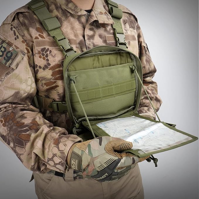 WYNEX Tactical Molle Admin Pouch of Double Layer Design, Admin Pouches Molle Attachment Military Medical EMT Organizer with Map Pocket EDC EMT Pack IFAK Tool Holder Universal U.S.A Patch Included