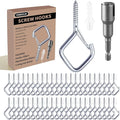 60 Pcs Silver Eye Hooks Screw Heavy Duty,Ceiling Hooks for Hanging Plants,String Lights,Cup,Wind Chime,Bird Feeders. Plant Hanger Indoor&Outdoor