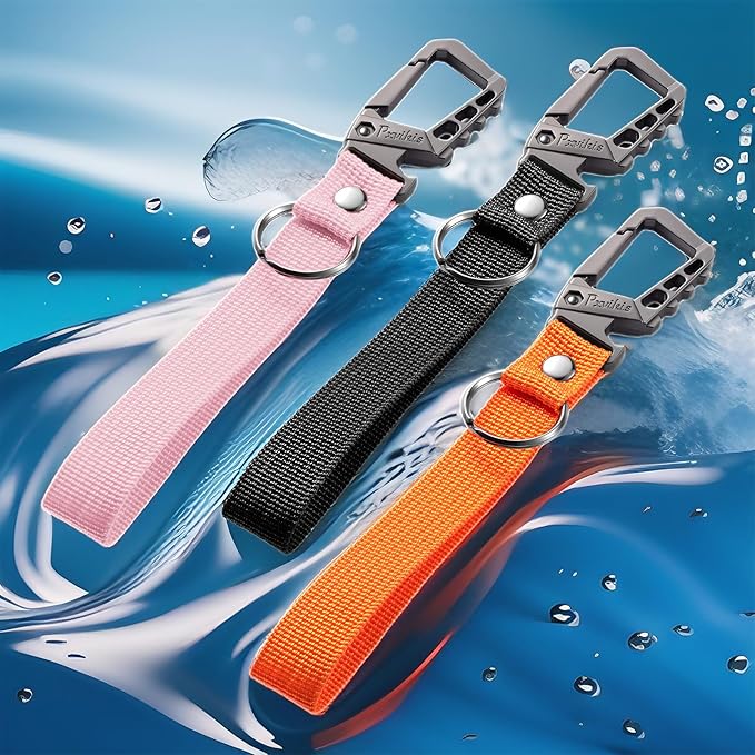 Metal heavy duty key chain carabiner clip bottle opener wrist lanyard ring car key fob unisex for men and women