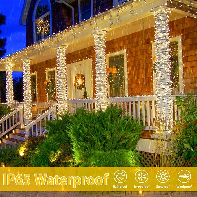 6 Pack Solar String Lights for Outside, 285 FT Total 720 LED Solar Chrismas Lights Outdoor with 8 Modes & Memory Function, Waterproof Twinkle Light for Xmas Tree Yard Party Decorations (Warm White)
